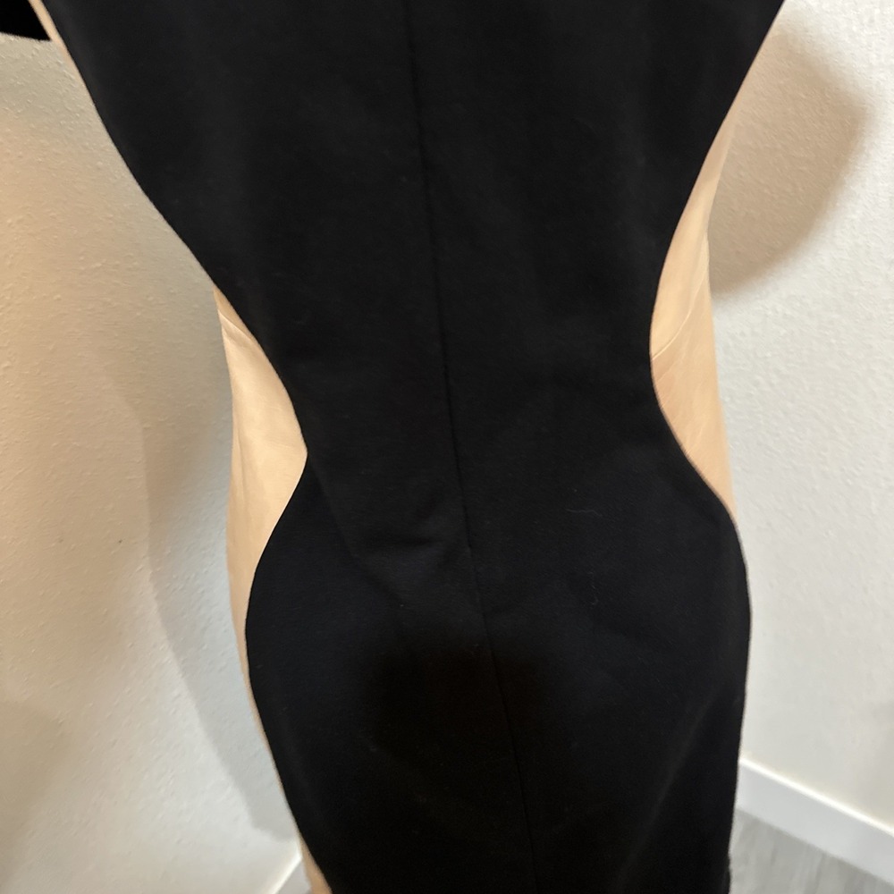 Diane Von Furstenberg Dayton Leather Cocktail Dress Camel & Black Women's Size 8 - Picture 11 of 14